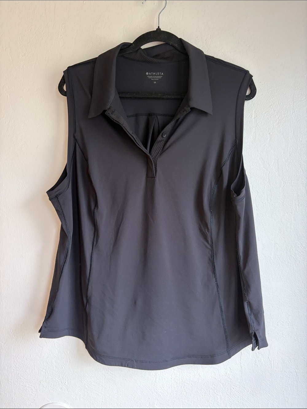 Athleta Black Sleeveless Polo Tank with Collar